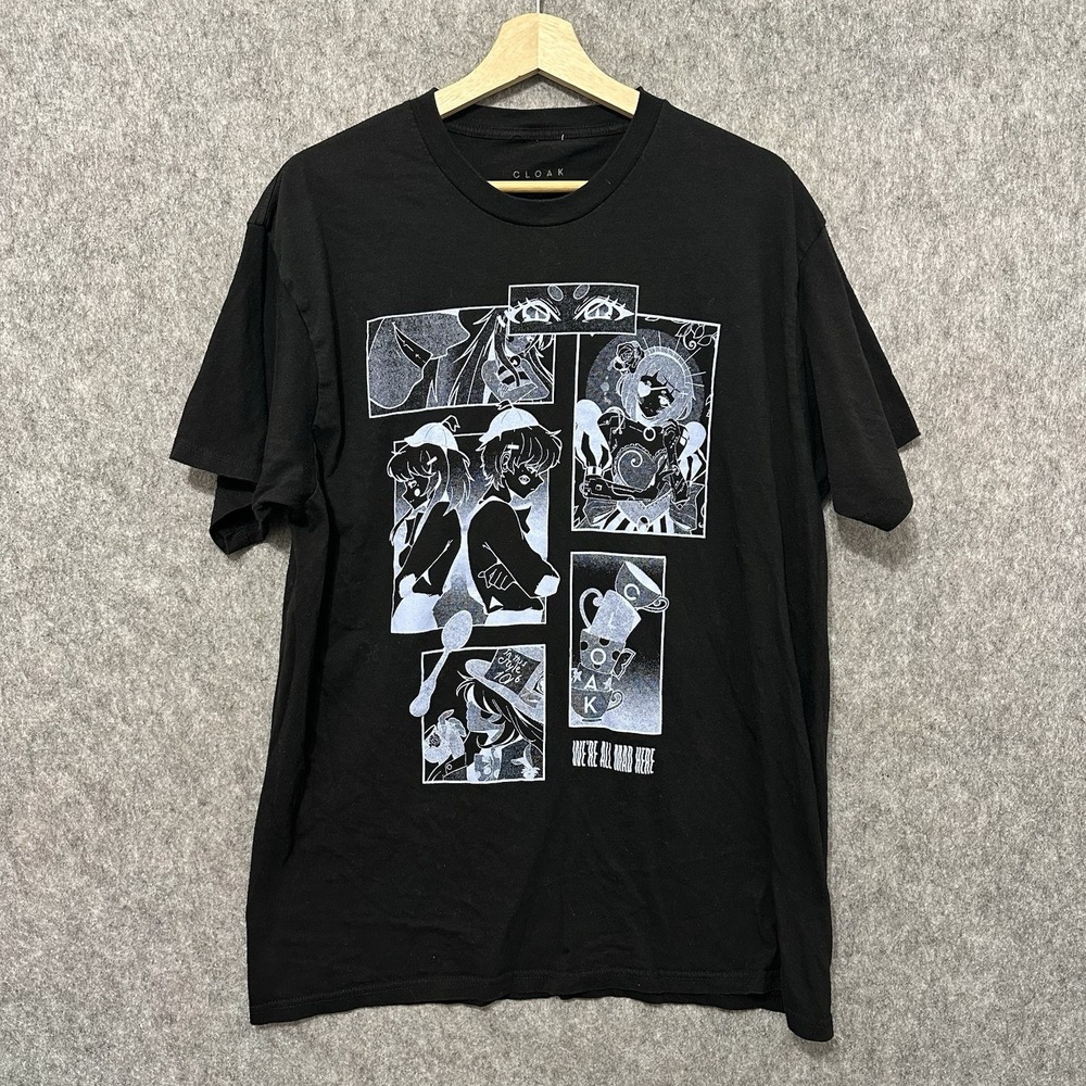 RARE Cloak Graphic T-Shirt‎ Men's Size XL Black Anime Comic Streetwear